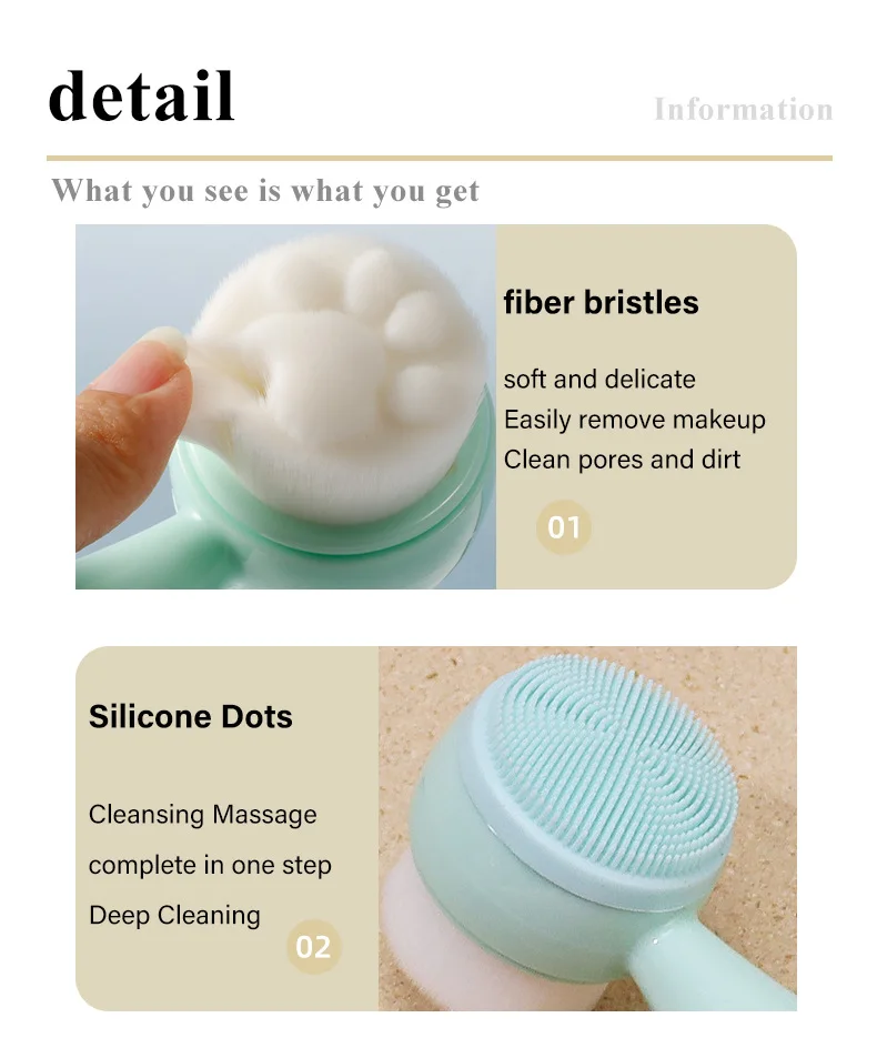 3D Double Silicone Facial Cleansing Brush New Soft Deep Cleaning Exfoliator Blackhead Removal Clean Brush Beauty Skin Care Tool