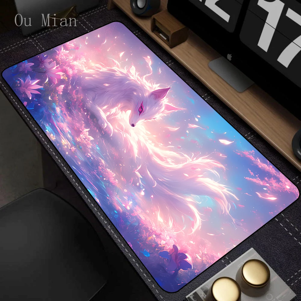 XXL Large Mouse Mat Pink Fox Cute Mousepad HD Kawaii Game Desk Mats Diy MousePads Office Anti-slip Carpet Laptop Mice Pad