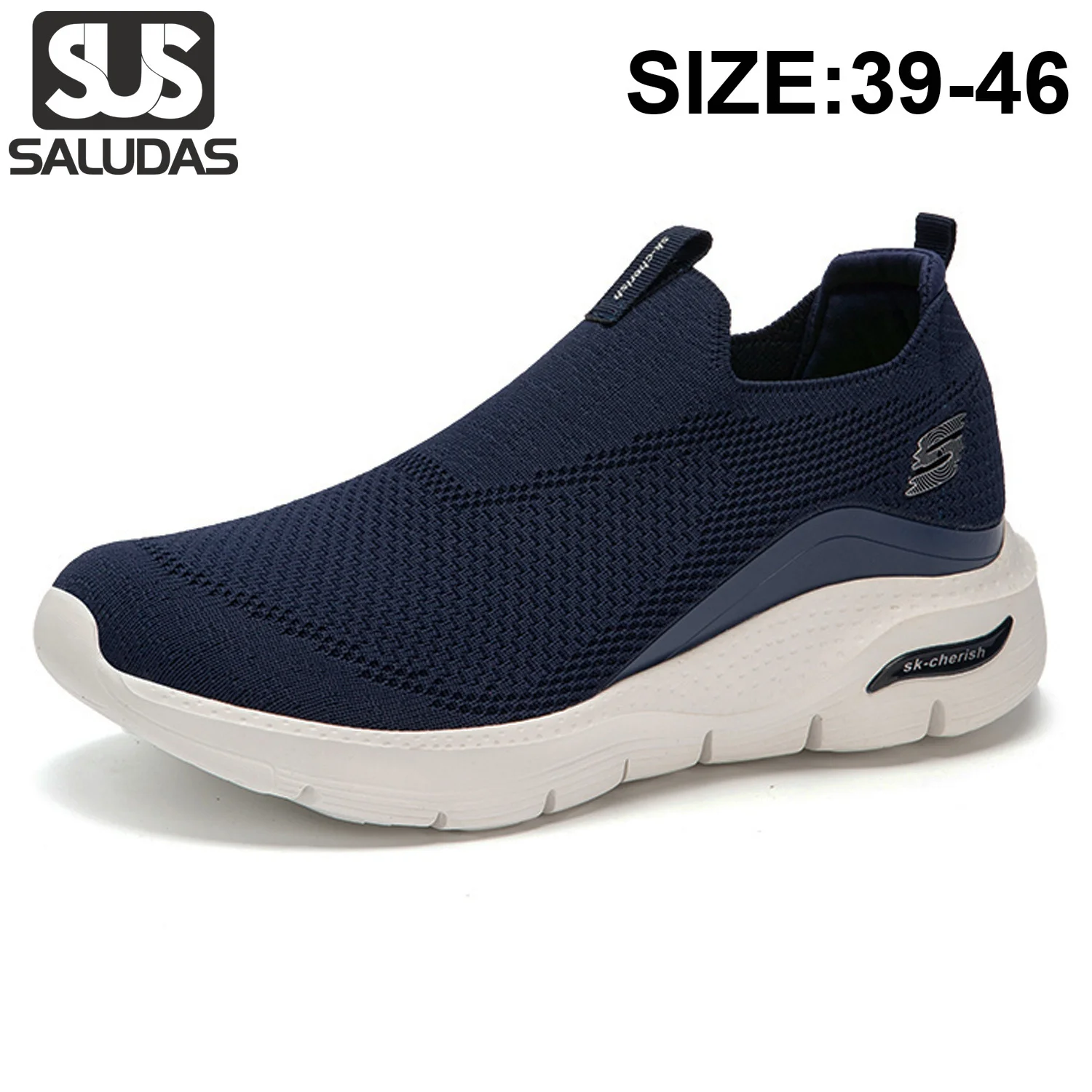 

SALUDAS Men's Casual Shoes Slip-on Loafers Light Comfortable Fly Weaving Jogging Sports Shoes Zapatillas Mujer Socks Shoes