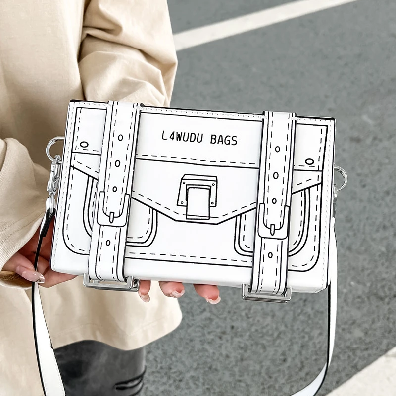 Mini Letter Graphic Box Bag, Unique Creative Novelty Crossbody Bag