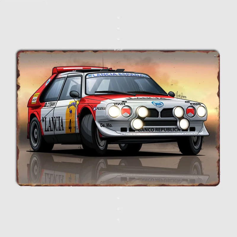 Gruppo B Rally Cars Lancia Mb S4 Group B Metal Sign Poster Garage Room Decor Living Custom Tin Vintage Home Decoration Wall Art