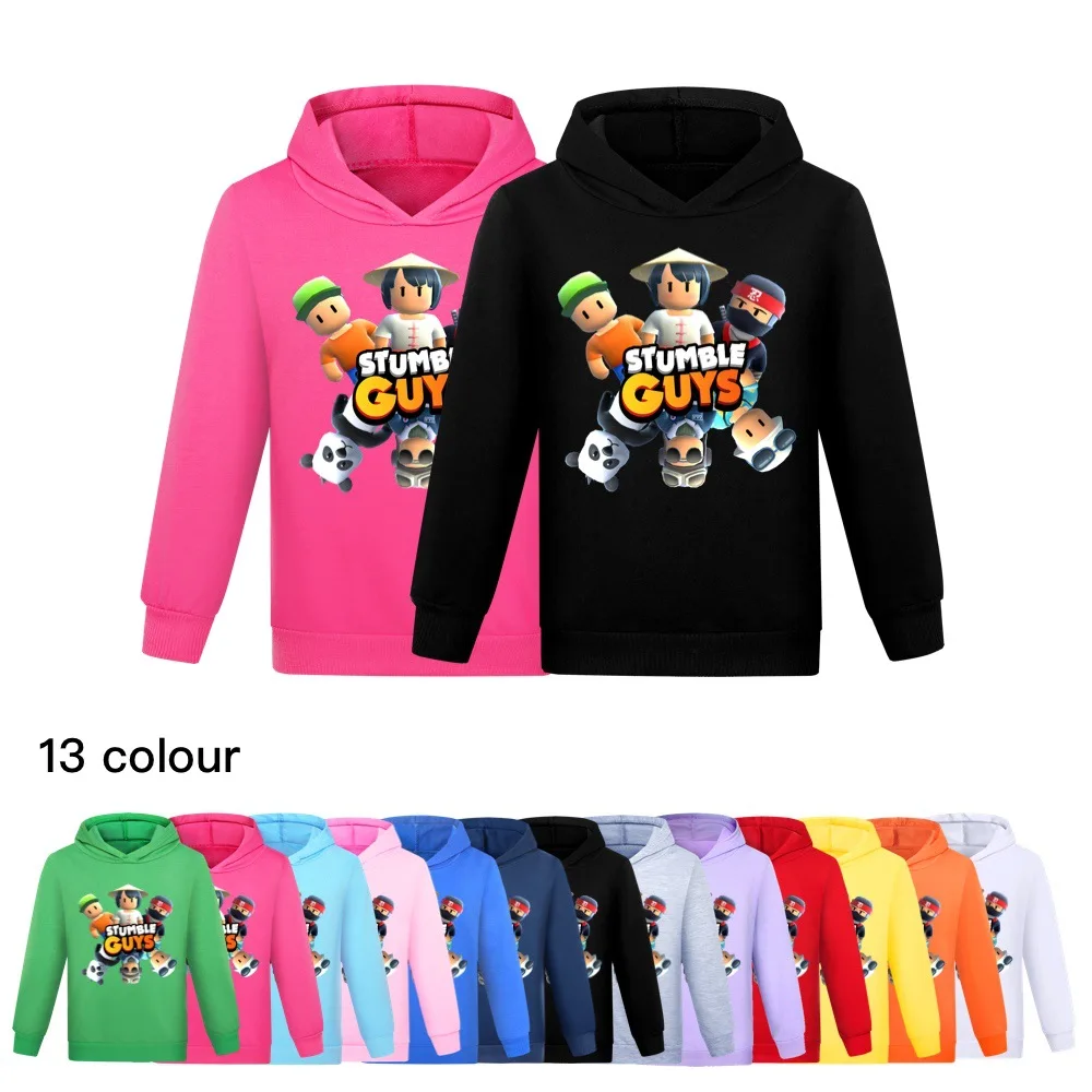 

Kids Anime Stumble Guys Hooded Sweatshirts Long Sleeve Pullover Boys Girls Cartoon Game Print Hoodies Stumble Guys Children Tops
