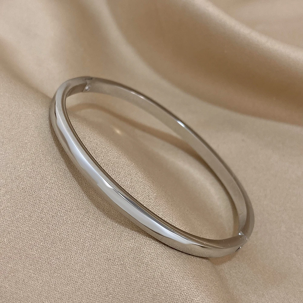 Stainless Steel Bangles Bracelets for Women Trendy Gold Plated Metal Bracelet Jewelry Accessories Lady Gift