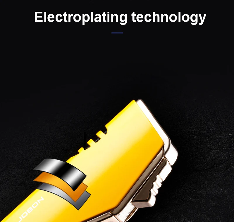 Description Picture 4 of itemJOBON Metal Triple Torch Jet Lighter Pipe Lighter With Cigar Cutter Visible Gas Window Windproof Flame Lighter Gadgets For Men