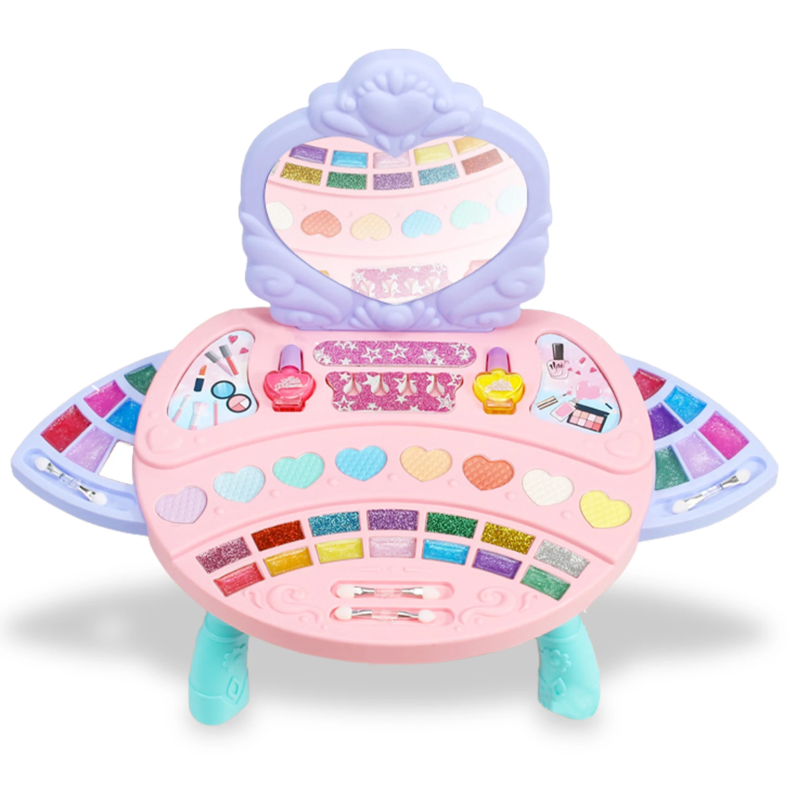 Kit de maquillaje para niñas, juego de maquillaje para niñas pequeñas  reales, juguete de tocador, juguetes de maquillaje lavables de princesa con  espejo para niños - AliExpress