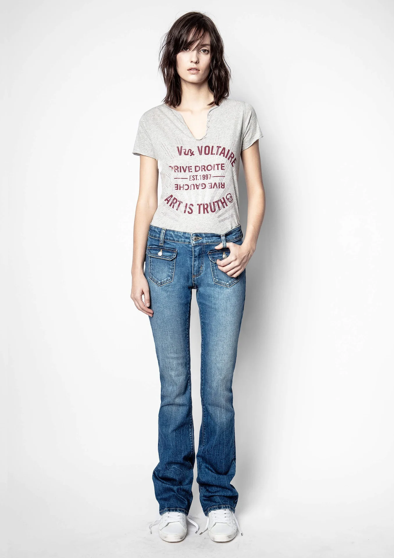 

French Brand Printed U-neck Women's T-shirt Summer New Classic Letter Print Black Short Sleeve