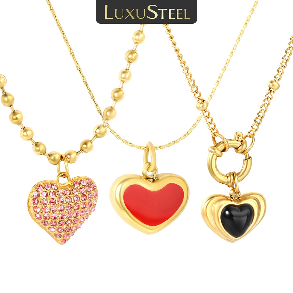 LUXUSTEEL 오일 드리핑 여성용 쥬얼리 펜던트 스테인레스 스틸 하트 모..