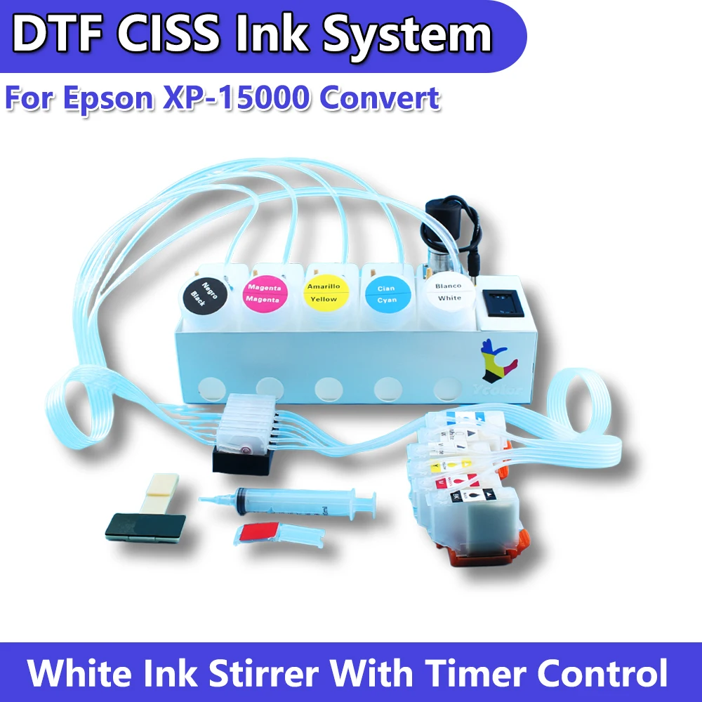 Epson XP15000 CISS 변환 키트용 흰색 잉크 스트리어가 포함된 최신 XP-15000 XP15010 DTF CISS 잉크 공급 시스템
