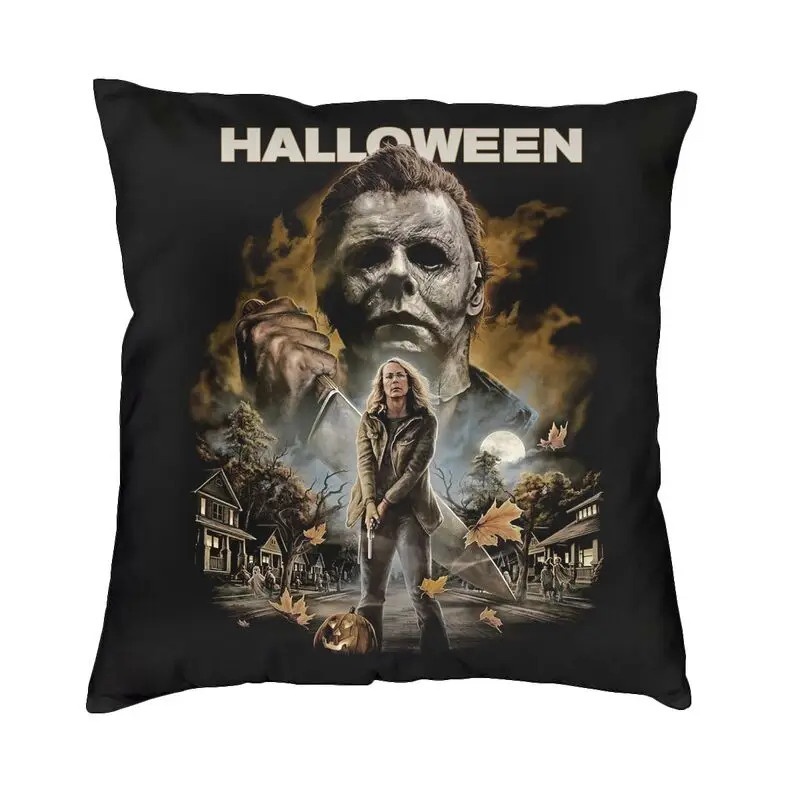 

Nordic Style Michael Myers Cushion Cover Velvet Halloween Horror Movie Pillow Case for Sofa Square Pillowcase Home Decorative