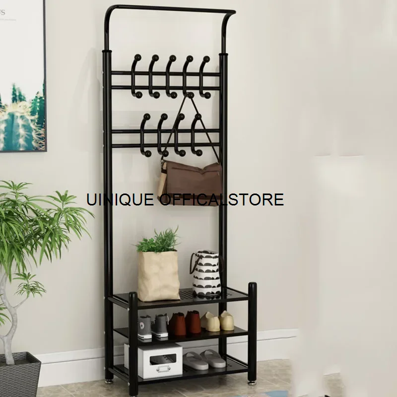 

Black Shoe Clothing Rack Hat Living Room Closet Metal Standing Clothing Rack Designer Arara De Roupa Minimalist Furniture