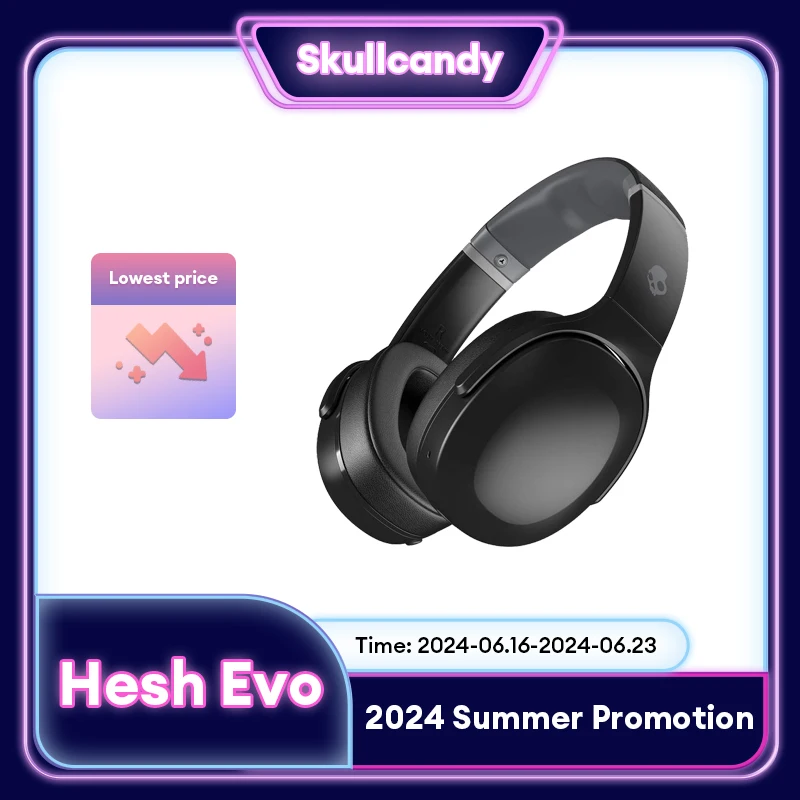 

Choice Skullcandy S6HVW-N740 Hesh Evo Long Endurance Headphones Wireless Over-Ear Bluetooth Headset Gaming Sports Earbuds New