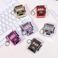 Mini Gambling Slot Machine Key Chains Creative Arcade Pocket Fruit Lucky Jackpot Gadget Antistress Toy Funny Games Keychain Ring 2
