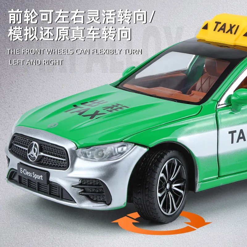 1:24 Mercedes-Benz E300L taxi Sport Simulation Diecast Metal