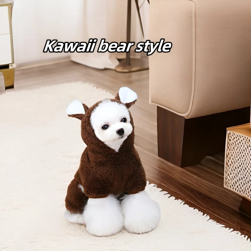 

Kawaii bear four-legged jumpsuit fleece warm dog clothes autumn and winter Teddy French Bulldog Chihuahua Yorkie puppy pet coat