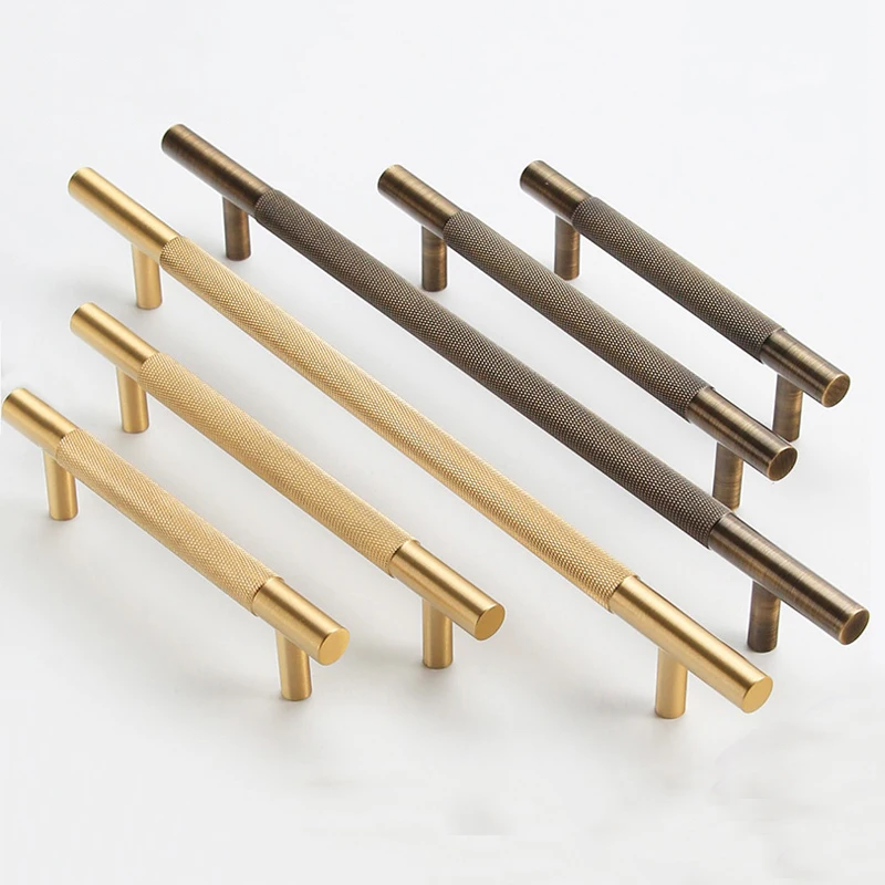 

4PCS Solid Pure Brass Knurled T-Bar Furniture Pulls Handles Drawer Pulls Cupboard Wardrobe Dresser Shoe Kitchen TV Cabinet Pulls