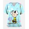 Nurse Uniform Women Short Sleeve Snoopy print Working Uniform Pocket Blouse Scrubs Tops Nursing Medical Uniforms Accessories 3