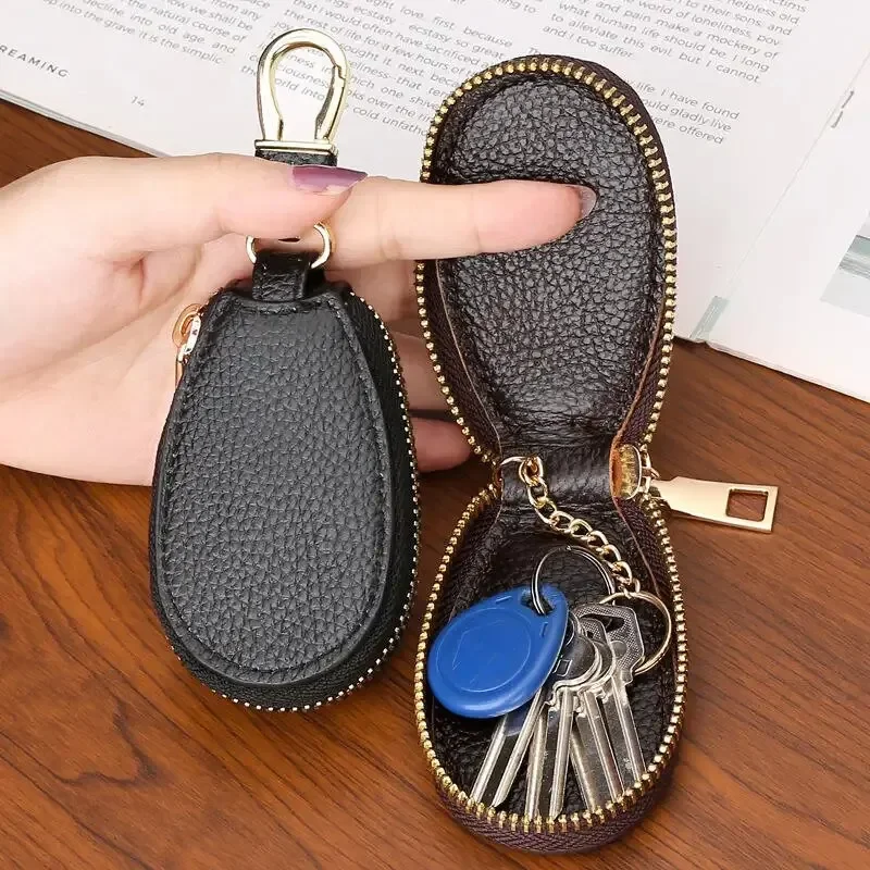 Leather Zipper Key Wallet Keychain Multifunctional Mini Purse Key Holder Case 1PCS
