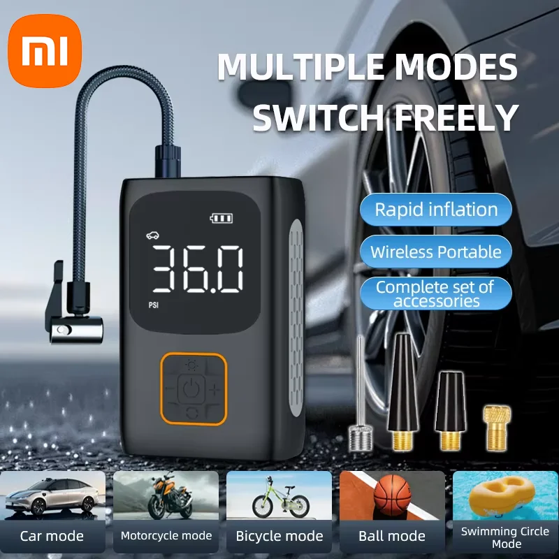 Air Compressor Pump Air Pump Electric Tire Inflator Air Compressor Inflatable Pump Tire Inflator Tire Inflator Gun Xiaomi Portable Mini Car Inflation Pump Smart Digital Display Tire Inflator Multi-purpose Air Compressor for Cars Motorcycle