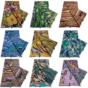 Latest African Golden Grand Super African Wax Prints Fabric Ankara Wax 6Yards African 100% Cotton Fabric for Party Dress Y08 1