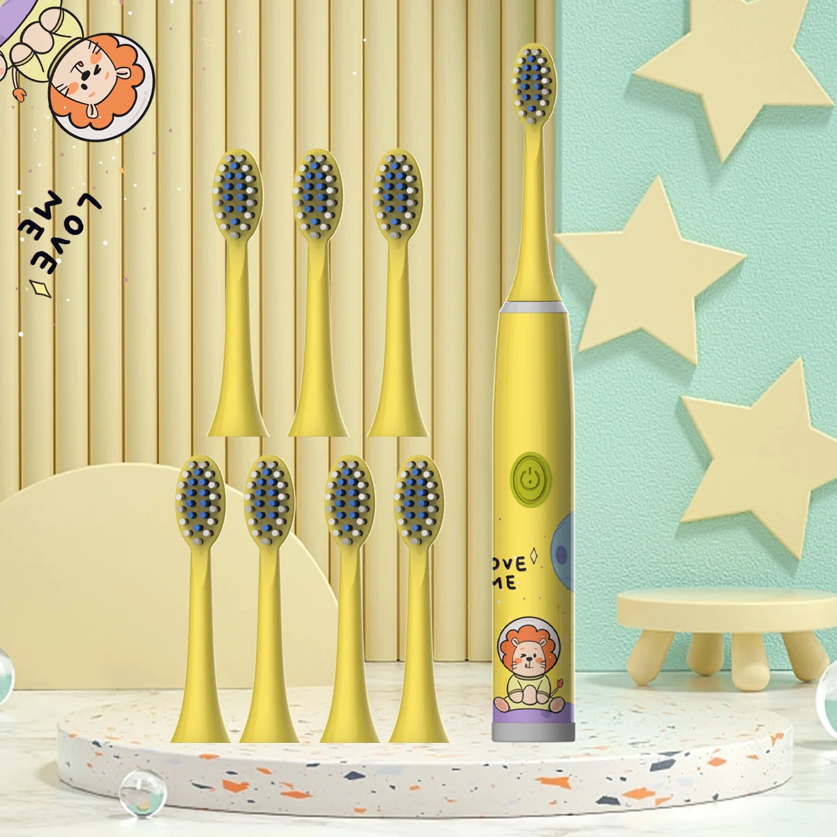 Children's Colorful Cartoon Space Electric Toothbrush with Soft Bristles (Battery Not Included)