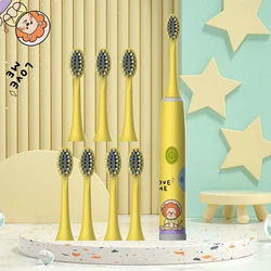 Children's Colorful Cartoon Space Electric Toothbrush with Soft Bristles (Battery Not Included) (Yellow-8PCS)