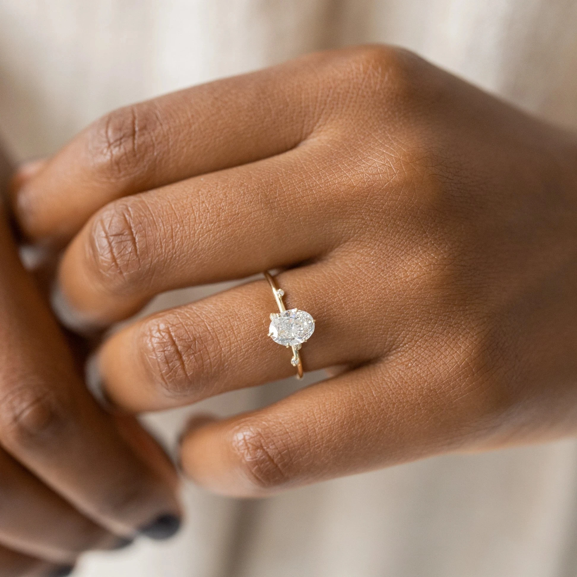 Elegant Geometry Egg Shape Crystal Gold Rings 925 Sterling Silver Finger Hearts Wedding Women Jewelry