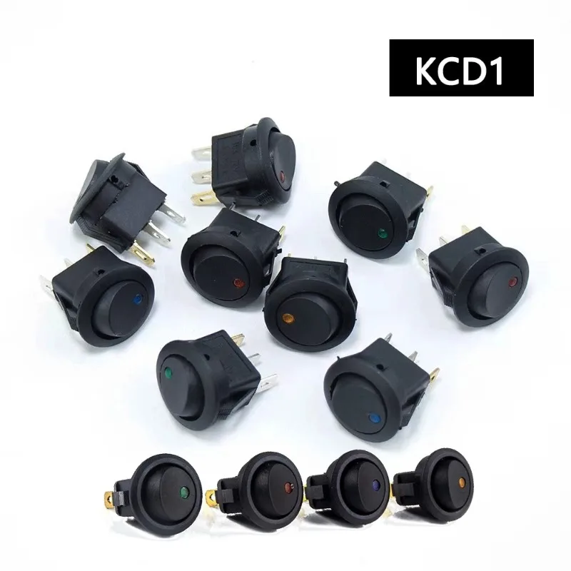 Interruptor Basculante Impermeabile Para Coche Y Barco, Luz Led De Punto, Redondo, Encendido/Apagado, Spst, 20A, 12V, 220V