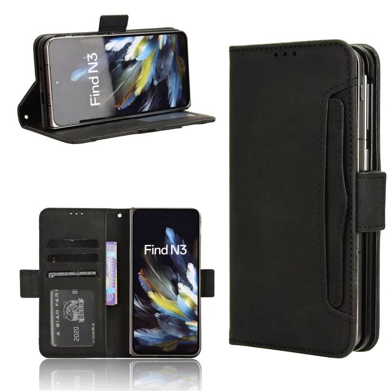 Leather Flip Wallet Case with Multi-Card Slots