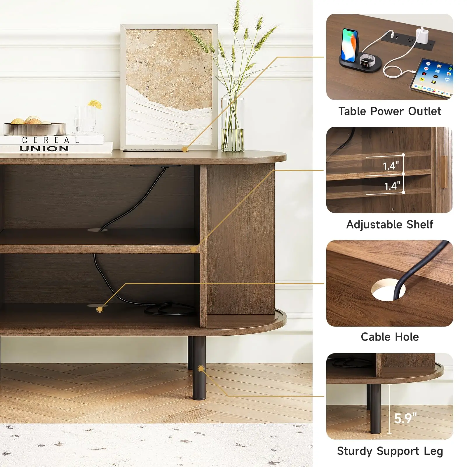 Modern TV Stand with Power Outlet 5