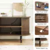 TV Stand Living Room Furniture with Power Outlet for TVs up to 60/70",TV Table with Sliding Doors Storage Adjustable Shelves 5