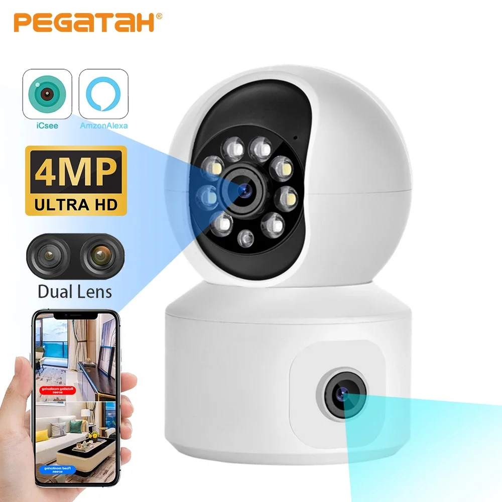 

New Dual LENs 4MP WiFi IP Camera CCTV 360° PTZ Smart Home Security Protection Video Monitor Baby Nanny Pet Surveillance Cam