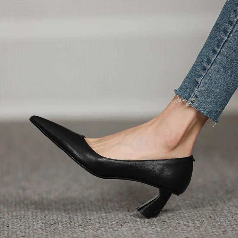 

Pointed Toe Slip On Pumps Simple Shoes Woman Elegant Ladies Daily High Heel Dress Pumps Spring Autumn Sheepsuede Pumps