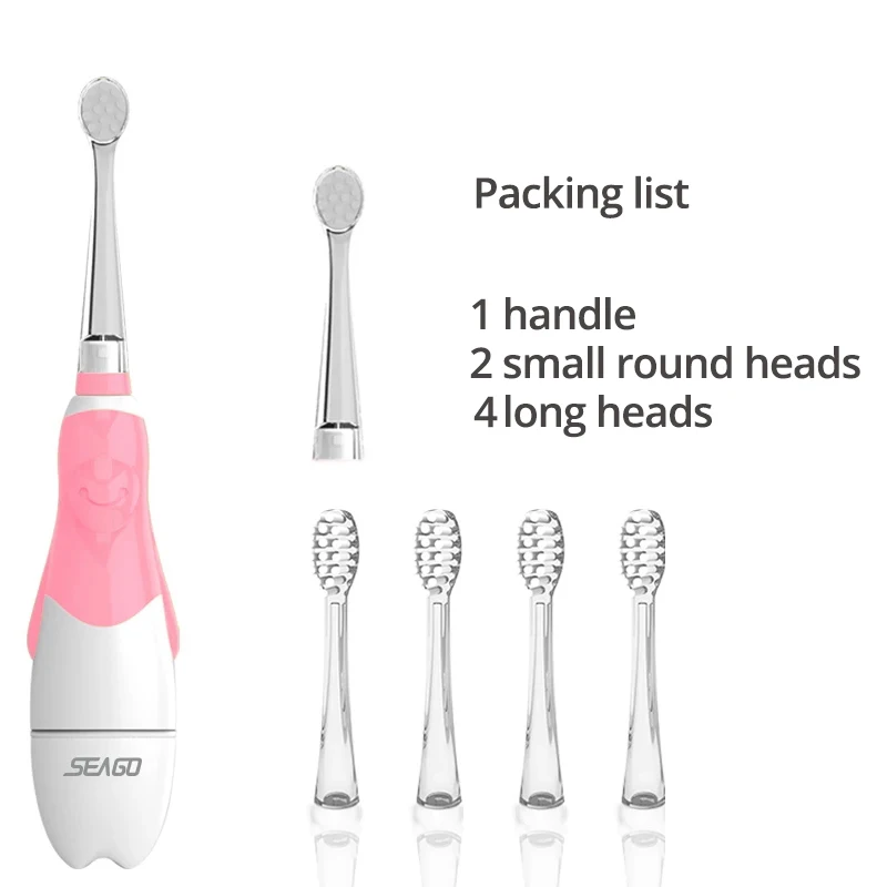 thumbnail image 1 of Cepillo de dientes Seago para niños Sonic Clean Teeth con cepillo suave para niños IPX7 resistente al agua con cabezales de cepillo adicionales, 1 of 5