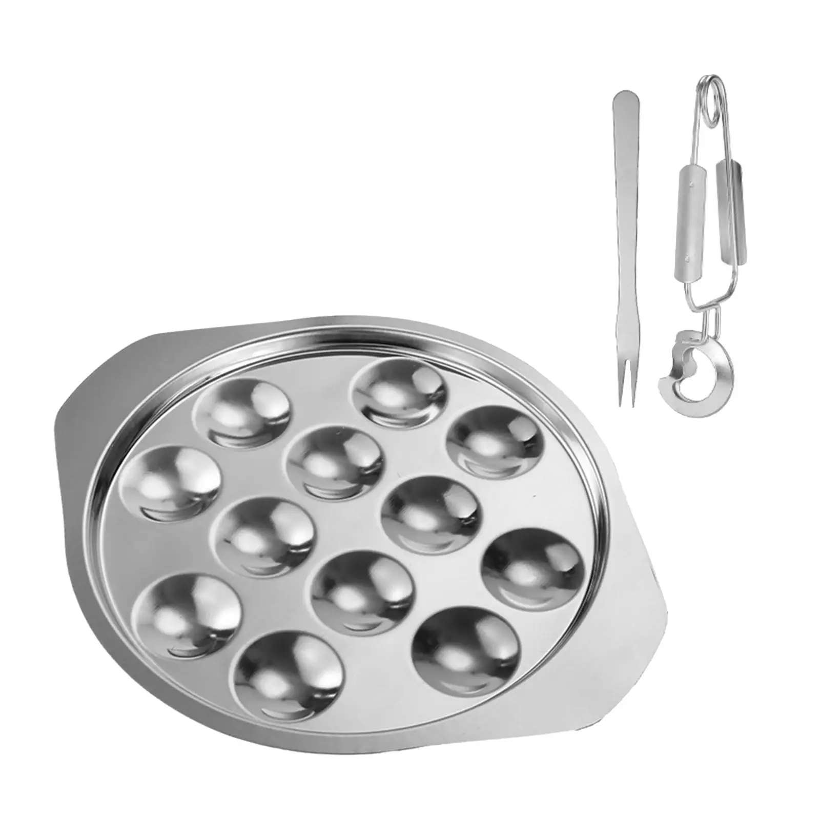 Conch Pan Stainless Steel Conch Plate Sturdy Easy to Clean Clip Food Dish Escargot Plates for Cooking Restaurant Picnic