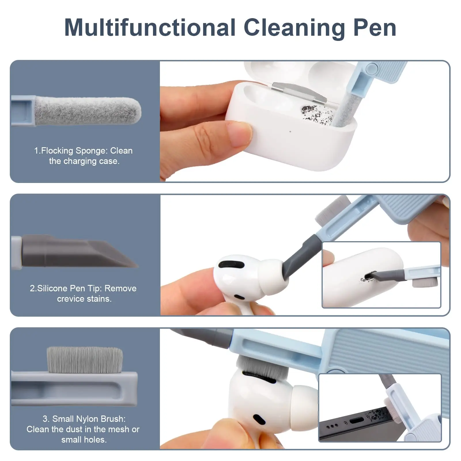 7 in 1 Computer Keyboard Cleaner Brush Kit Cleaner Kit for Airpod Bluetooth Earphones Earbud Airpods 2 Pro iPad Phone 2
