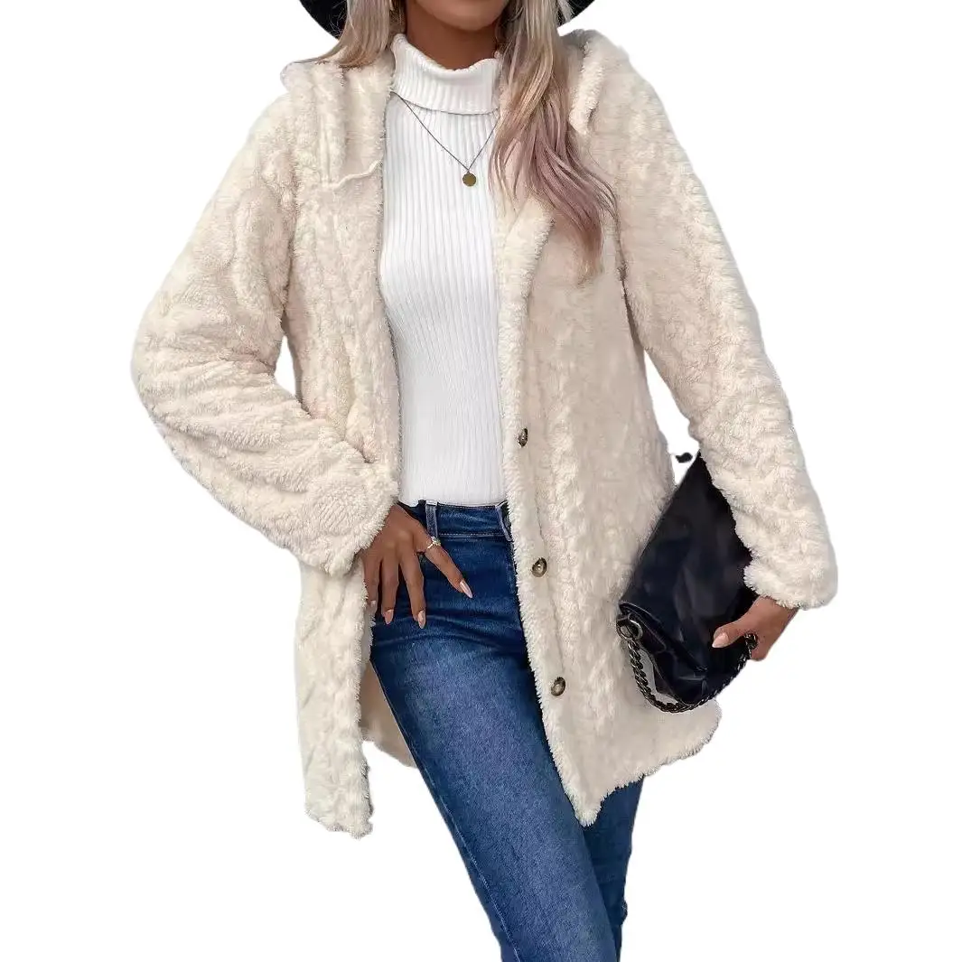 Warm Winter Female Geometrical Fleece Hooded Sweatshirt