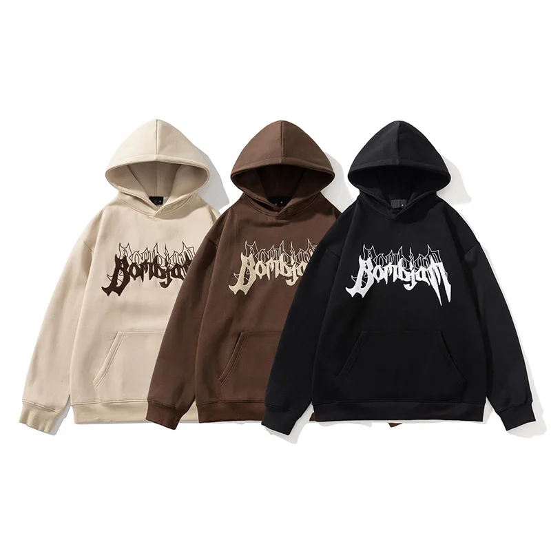 

Fashion Loose Men's Hoodies Autumn Winter Casual Soft Plush Letter Embroidery Men's Top Trendy Warm Streetwear Sweatshirt Male