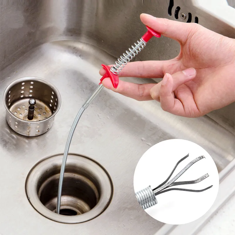 24.4 Inch Spring Pipe Dredging Tools, Drain Snake, Drain Cleaner Sticks Clog  Remover Cleaning Tools Household for Kitchen Sink - AliExpress