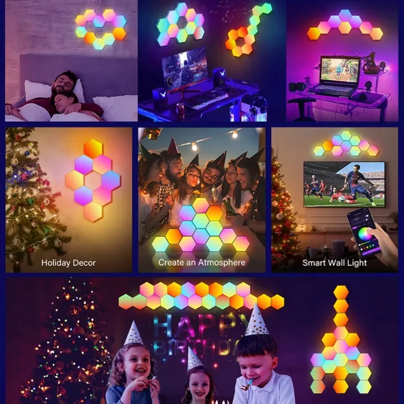 Tuya Quantum Lamp WIFI Smart App RGB Remote Control Led Esports Atmosphere Light Background Wall Bedroom DIY Decor Wall Lamp
