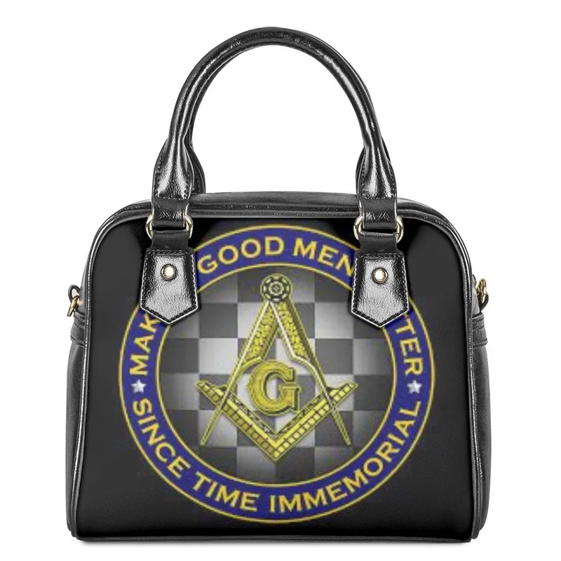 

Twoheartsgirl Freemasonry Design Female's Top-handle Bags Women Portable Diagonal Shoulder Bag Casual PU Messenger Shopping Bags