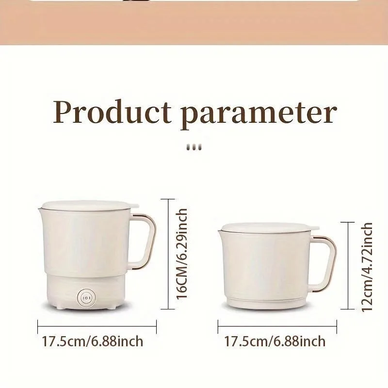 Portable Electric Kettle, 500W Fast Boil Kettle with Detachable Lid, 1 Count Stainless Steel Electric Water Cup for Home Office 2