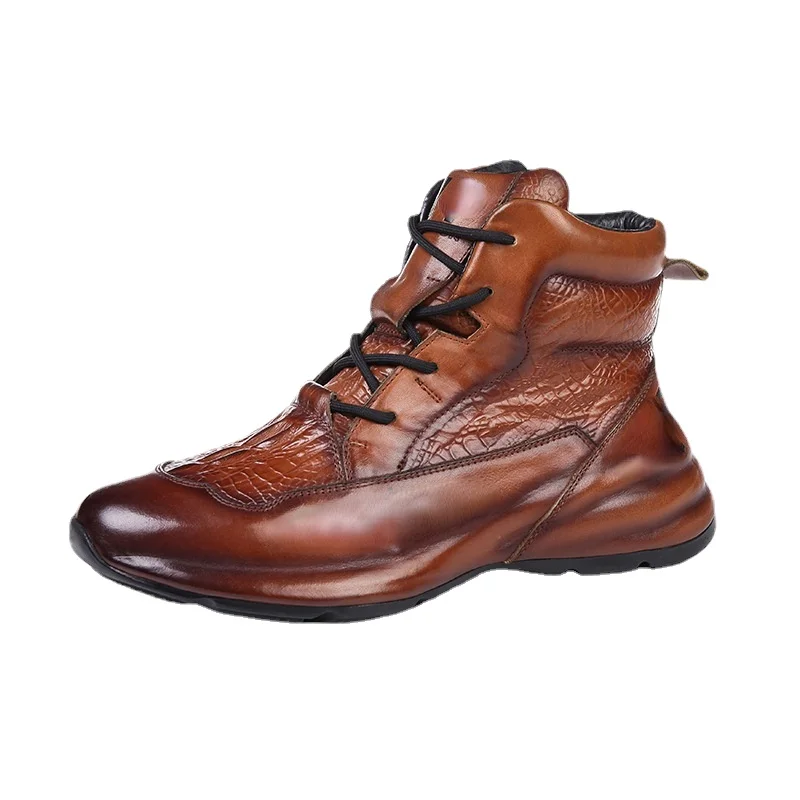 

European Autumn / Winter New Style First Layer Cowhide Men's Shoes Fashion Sports and Leisure Trend Increased Bag Sole Old Shoes