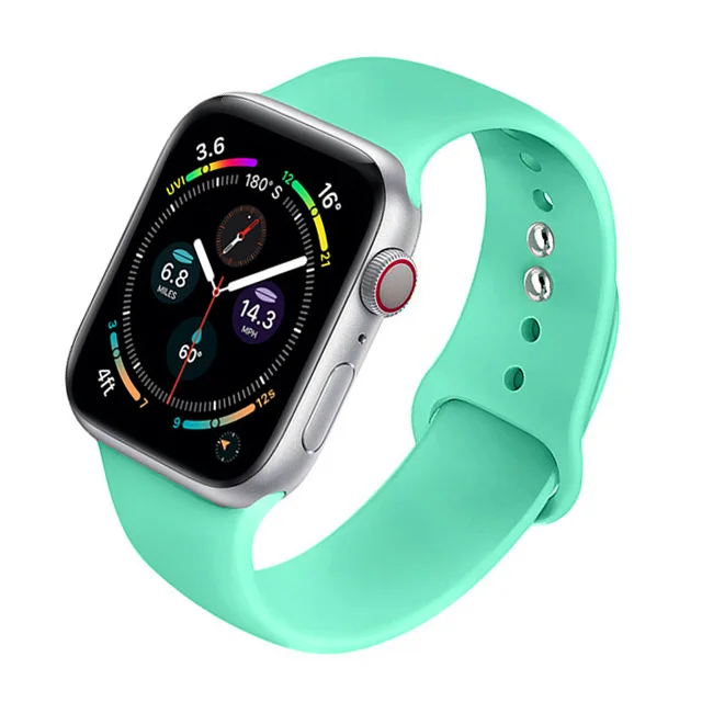 Silicone Strap For Apple Watch Band 44mm 40mm 41mm 38mm 45mm Smartwatch Rubber Sports Watchband Belt Bracelet iWatch 7 6 se 5 4 Spearmint-40