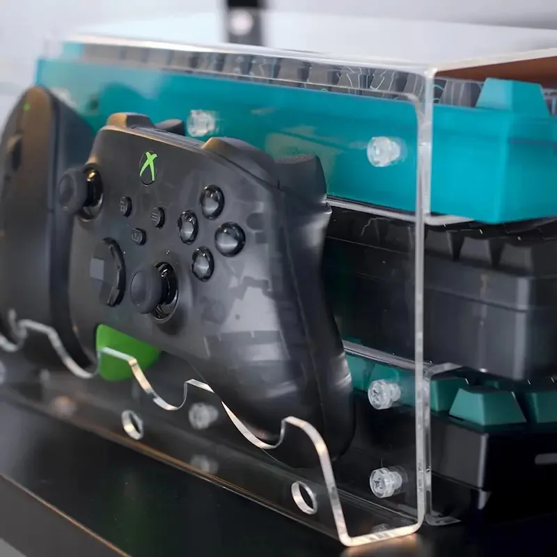 키보드 마우스 데스크탑 정리함 아크릴 3단 스탠드 프레임 선반 가벼운 키보드 보관 도구 학습실 전시용