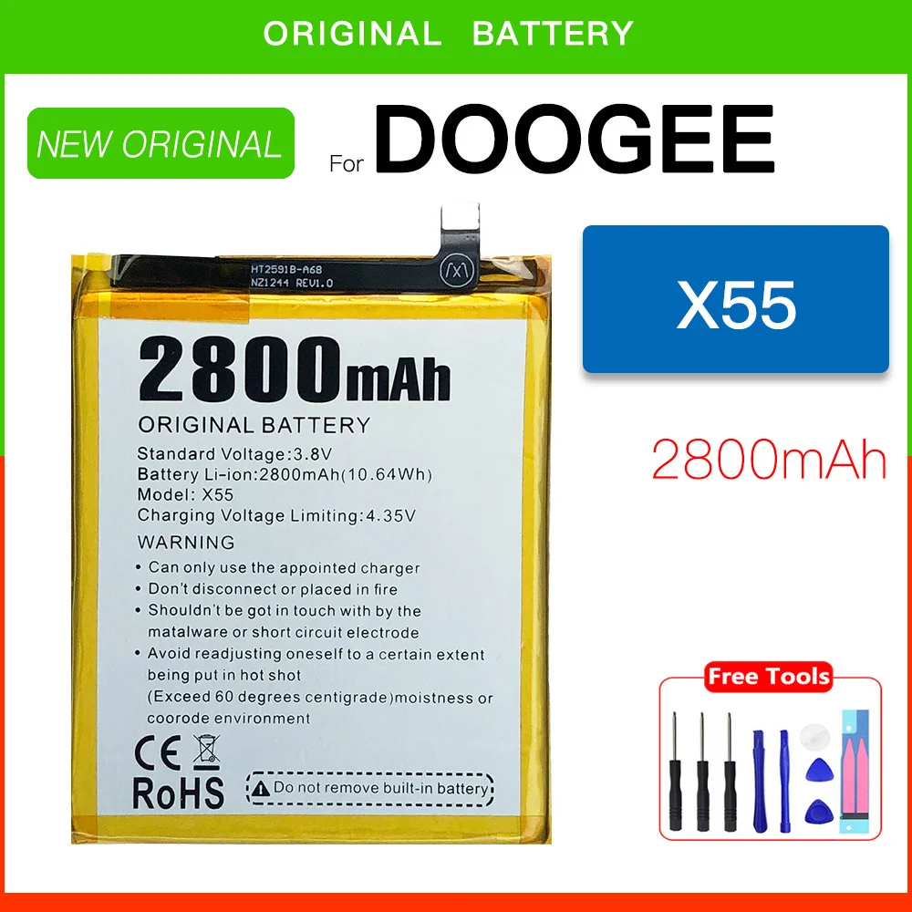 

Original Replacement Battery 3.8V New X55 battery For Doogee X55 5.5inch MTK6580 Mobile Phone Batteria+Free Gift Tools