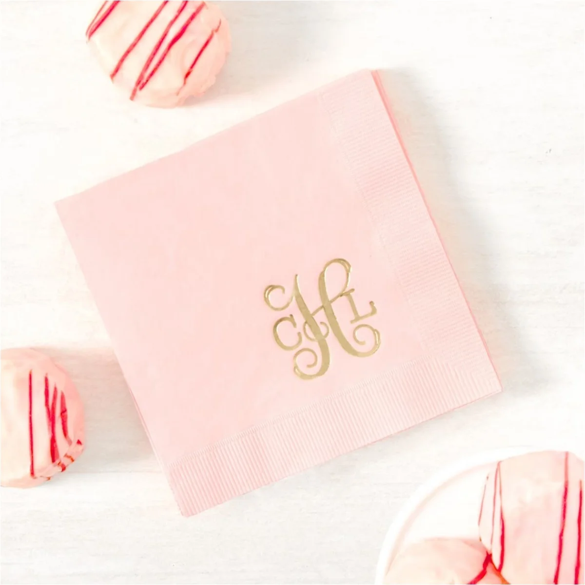 

50pcs Vine Monogram Napkins - Personalized Monogram - Cocktail Foil Stamped Napkin, Party Decoration, Bridal Shower, Paper Napki