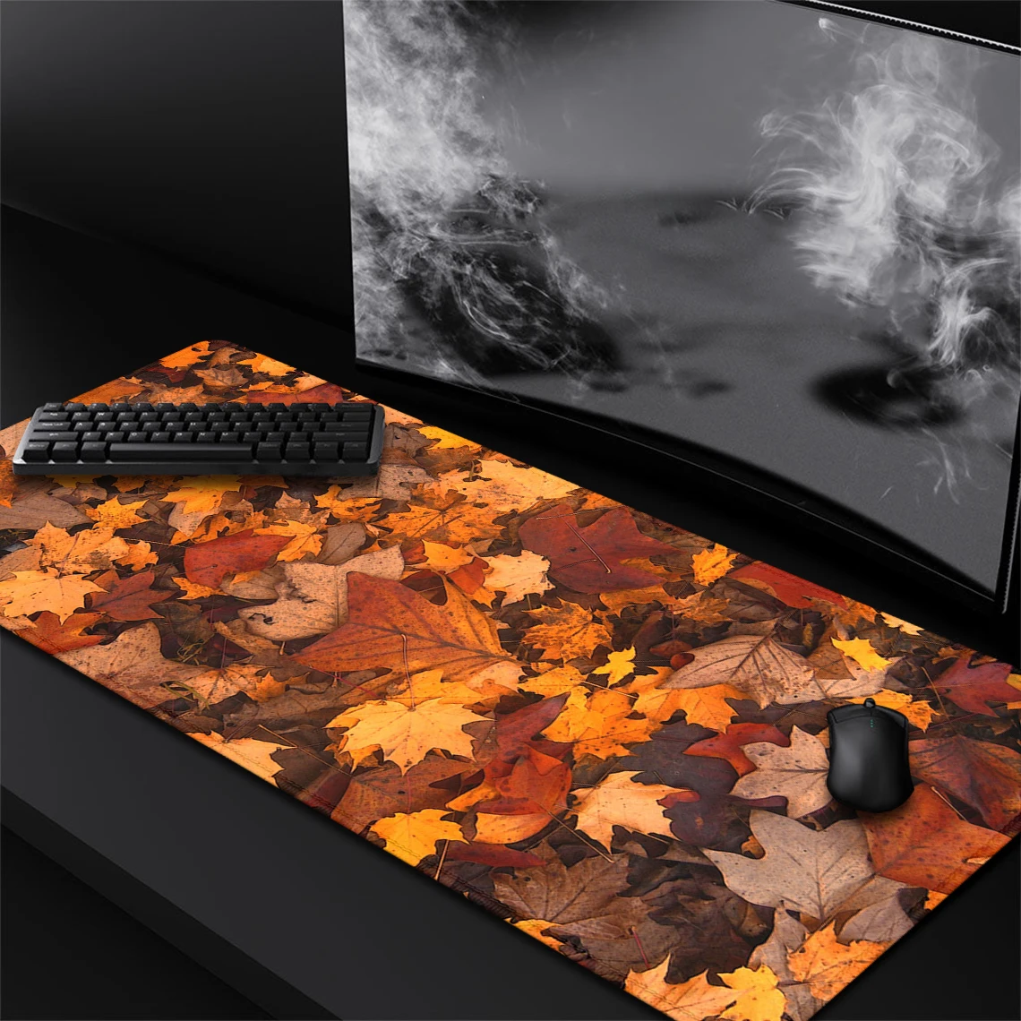 

HD Printing Beautiful Desk Mat Brown Dried Leaves Mousepad Locking Edges Keyboard Computer Table Deskmat Gaming Mouse Pad XXL