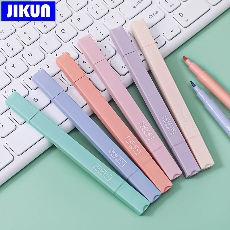하이라이터 펜 파스텔 컬러 귀여운 문구, 학생 학교 매직 스케치, 그래피티 곡선 라이너 마커