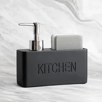 1 ชิ้นเครื่องจ่ายสบู่จานและเครื่องจ่ายสบู่มือผู้ถือฟองน้ําทําความสะอาดเคาน์เตอร์ครัวอ่างล้างจานห้องน้ําออแกไนเซอร์ 2