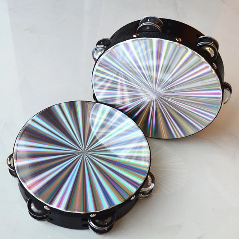 Musical Tambourine Drum Round Percussion Jingles Portable for Children Performance